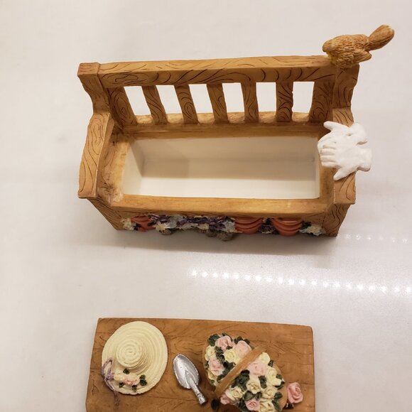 1995 Deziness Hand Painted Flower Garden Bench Jewelry Box - Picture 5 of 9